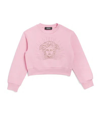 Versace Kids' Embellished Medusa Sweatshirt In Pink