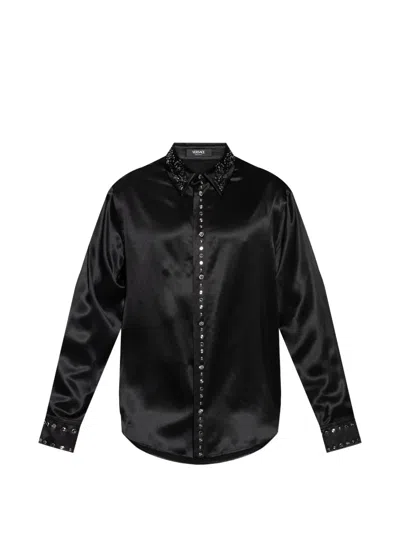 Versace Embellished Shirt In Black