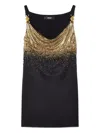Versace Crystal Metal Mesh Satin Mini Slip Dress In Black