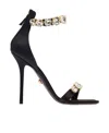 Versace Embellished Square-toe Sandals In Black