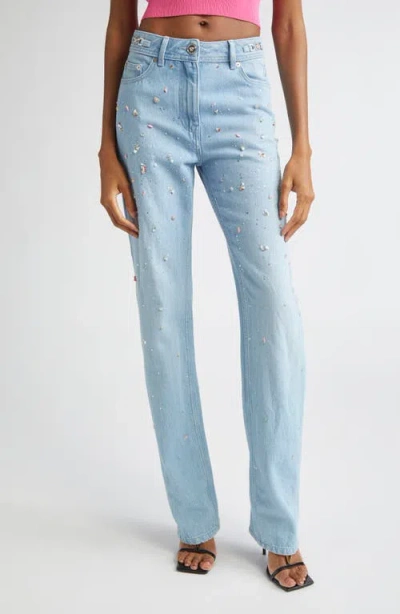 Versace Embellished Straight Leg Jeans