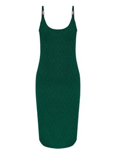Versace Embellished-strap Midi Dress In Green