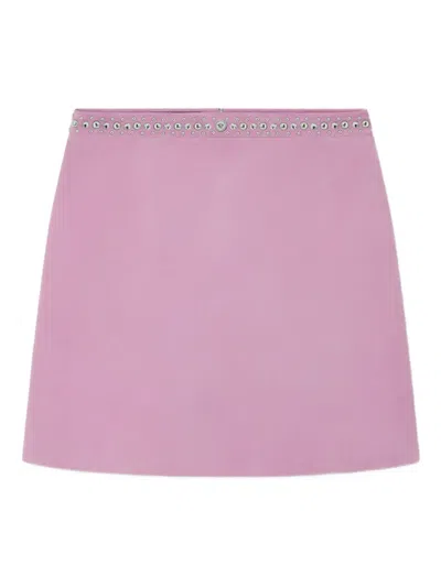 Versace Embellished Suede Mini Skirt In Pink