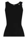 Versace Fitted Sleeveless Ribbed Tank Top In Black