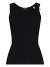 Versace Fitted Sleeveless Ribbed Tank Top In Black