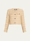 Versace Embellished Cotton-blend Tweed Jacket In Taupeivory