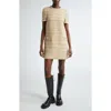 Versace Embellished Tweed Shift Dress In Taupe Ivory