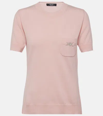 Versace Embellished Wool And Cashmere Top In Pink