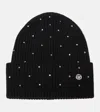 Versace Embellished Wool Beanie In Black