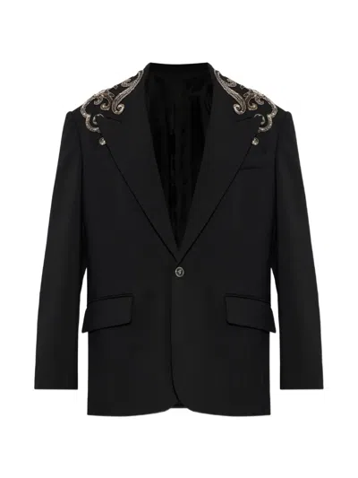 Versace Embellished-detail Blazer In Black