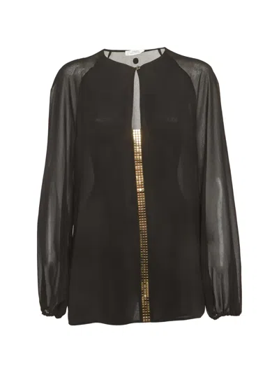 Pre-owned Versace Embellished-details Blouse In Black