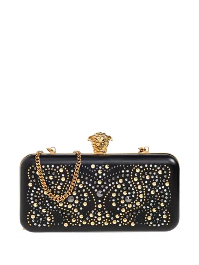 Versace Embellishment Chain Clutch Bag In Black