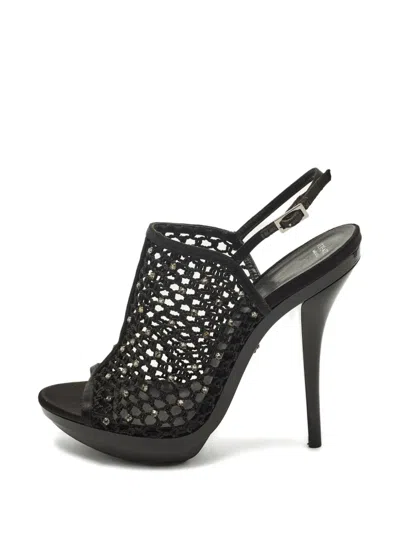 Pre-owned Versace Embellishment Sandals In Black