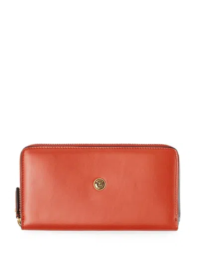 Versace Emblème Leather Wallet In Red