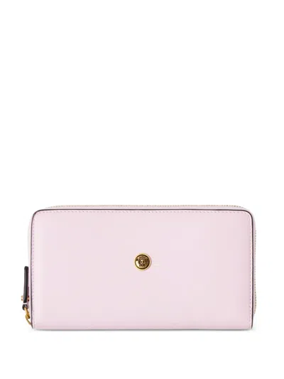 Versace Embleme Leather Wallet In Pink
