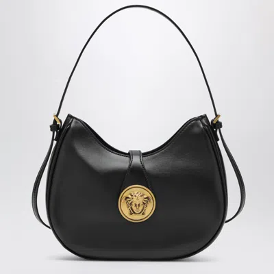 Versace Emblème Mini Nappa Hobo Bag In Black