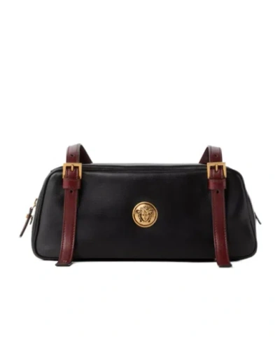 Versace Embleme Nappa Bowling Bag In Black