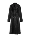 Versace Belted Techno Lacquered Crocodile-coquet Trench Coat In Black