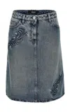Versace Embossed Denim Knee-length Skirt In Medium Wash