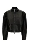 Versace Embossed Lamb & Calf Leather Jacket In Black