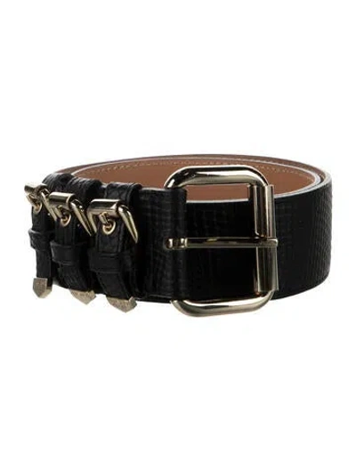 Pre-owned Versace Embossed Leather Belt In Black