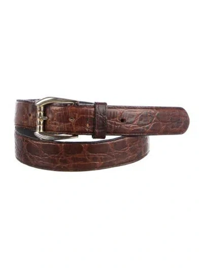 Pre-owned Versace Embossed Leather Belt In Brown