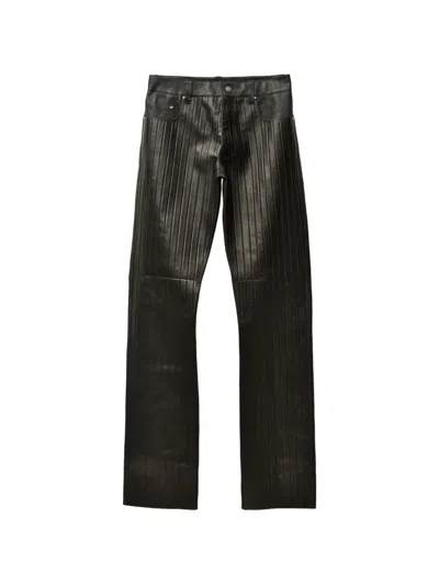 Versace Embossed Leather Pants In Black