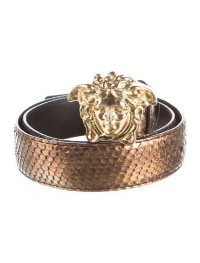 Pre-owned Versace Embossed Leather Waist Belt