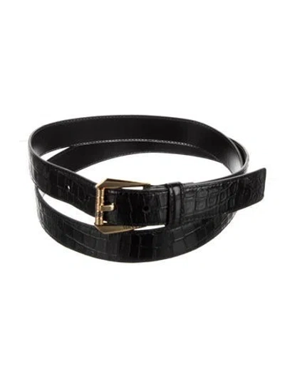 Pre-owned Versace Embossed Leather Waist Belt In Black
