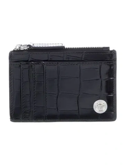 Pre-owned Versace Embossed Leather Wallet In Black