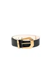 Versace Embossed-logo Gold-tone Belt In Black