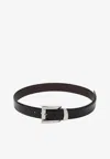 Versace Black Leather Belt With Logo Lettering In Black