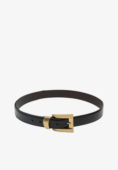 Versace Embossed Logo Leather Belt In Black