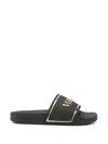 Versace Logo-embossed Slides In Black