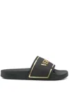 Versace Logo-embossed Slides In Black