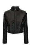 Versace Embossed Plonge Lamb & Calf Leather Jacket In Black