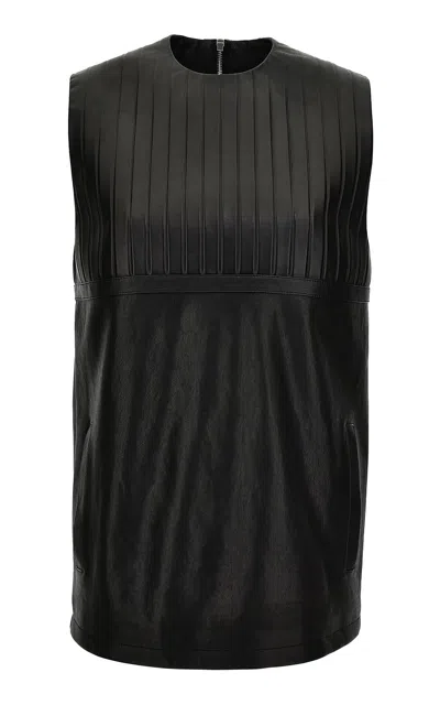 Versace Embossed Plonge Lamb & Calf Leather Mini Dress In Black
