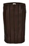Versace Embossed Suede & Leather Mini Skirt In Brown