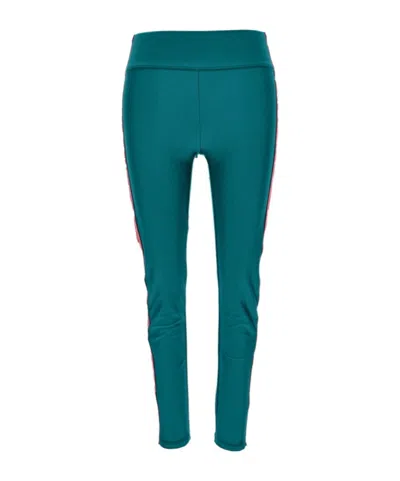 Versace Embossed-logo Leggings In Green