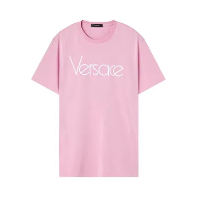 Pre-owned Versace Embroidered 80s Jersey T-shirt 'rose/whithe' | Pink | Women's Size 42