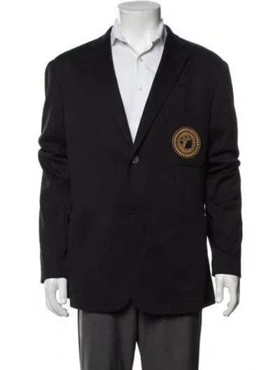 Pre-owned Versace Embroidered Accent Blazer In Black