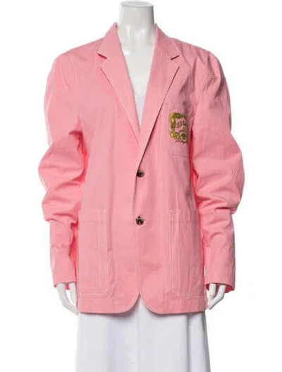 Pre-owned Versace Embroidered Accent Sport Coat In Pink