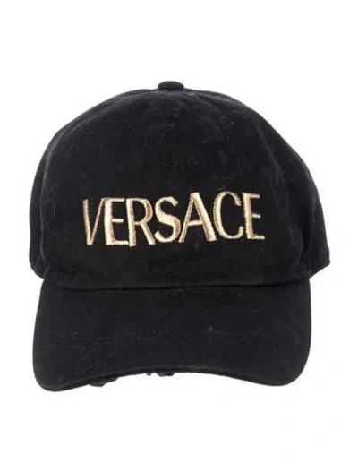 Pre-owned Versace Embroidered Baseball Hat In Black