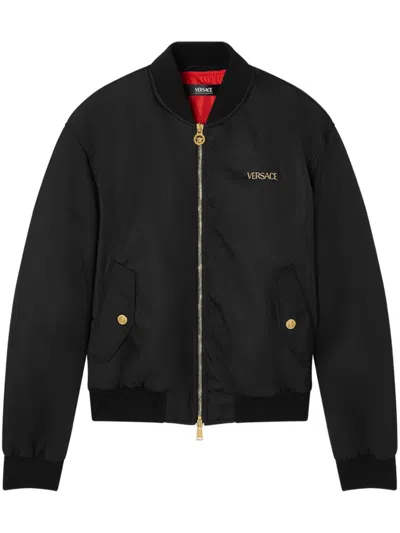 Versace Embroidered Bomber Jacket In Black