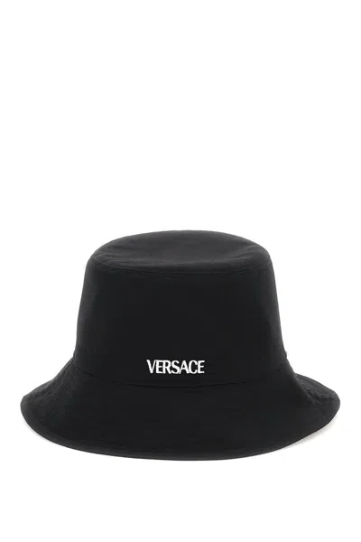 Versace Embroidered Bucket Hat In Black