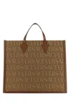 Versace Embroidered Canvas  Allover Shopping Bag