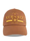 Versace Embroidered Cap In Brown