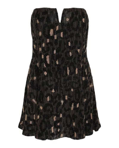 Versace Embroidered Cocktail Dress In Black