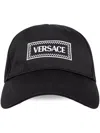 Versace Logo-embroidered Cotton Cap In Black