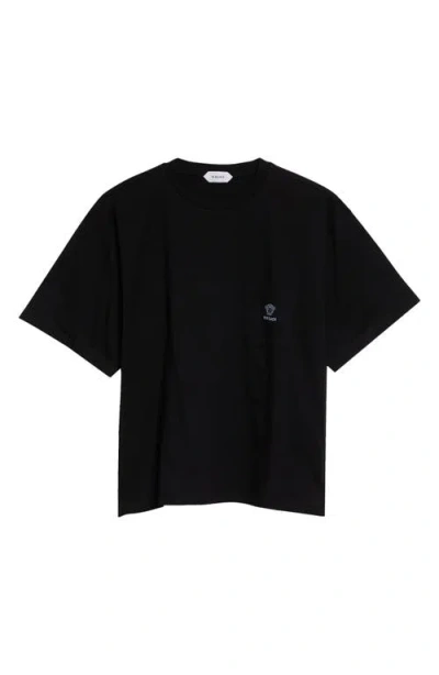 Versace Black Cotton Jersey T-shirt With Medusa Embroidery
